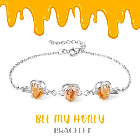 "BEE MY HONEY" SOLID STERLING 925 SILVER CINTRINE GEMSTONE BRACELET - Picture 1 of 7